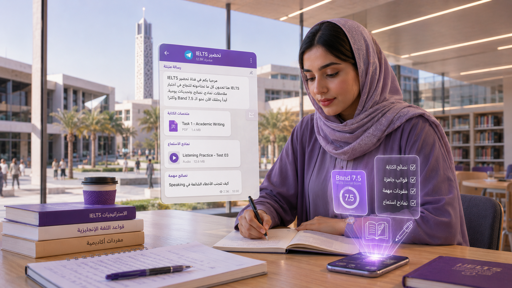إعلانات تليجرام للتعليم في السعودية 2026: IELTS، STEP، قدرات