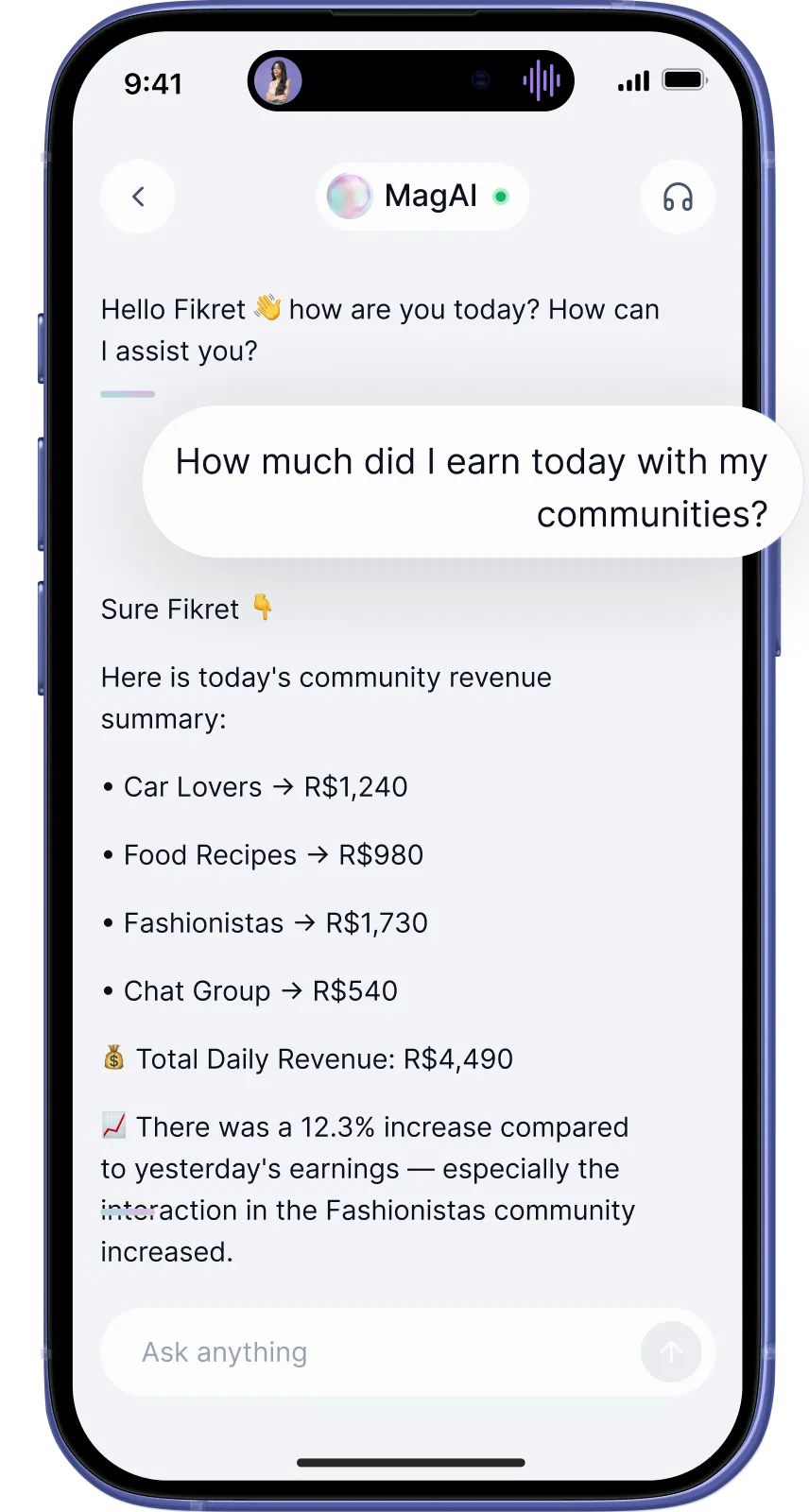 Your AI assistant, built into the app.